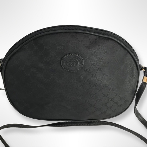 GUcci  GG Black Monogram Women Oval Canvas Vintage Shoulder/Crossbody Bag - Picture 2 of 6